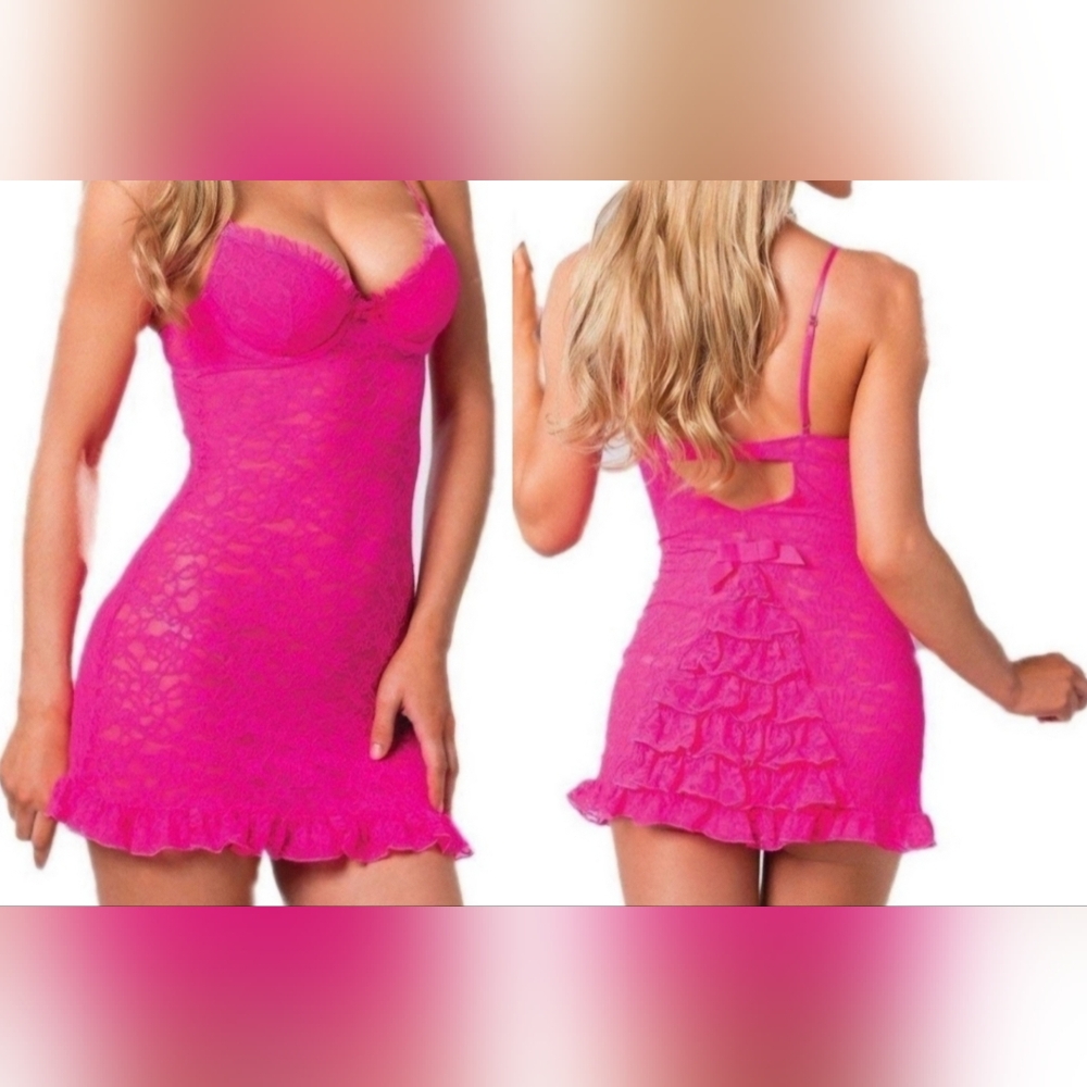 Victoria’s Secret The Lacie Hot Pink Push Up Lingerie, L